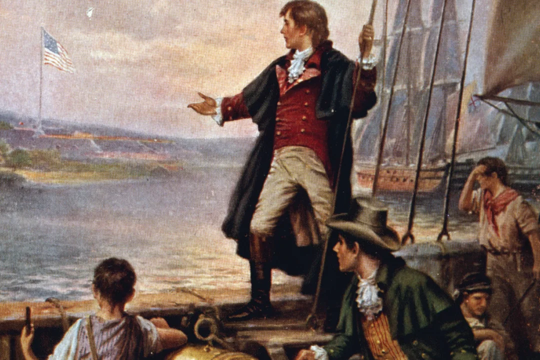 Francis Scott key remarking the American flag from a war ship